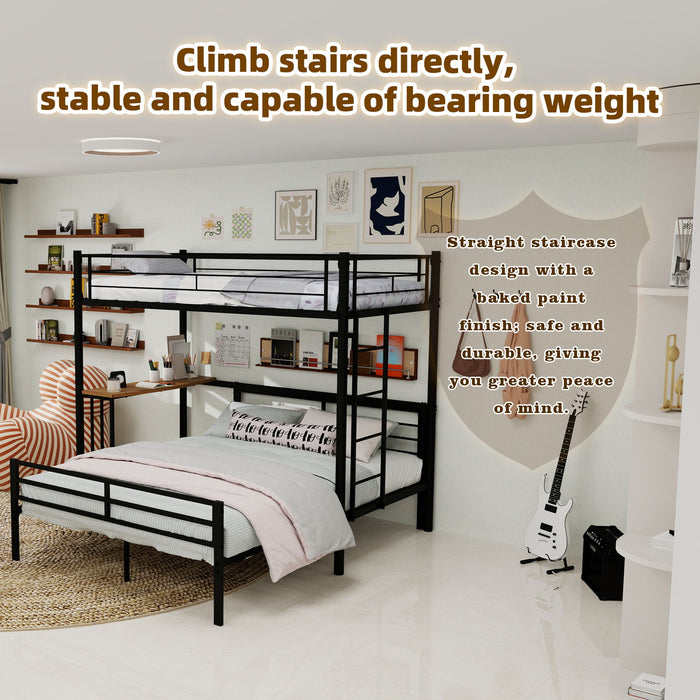 Bunk Bed With Built In Desk & Guardrail Frame