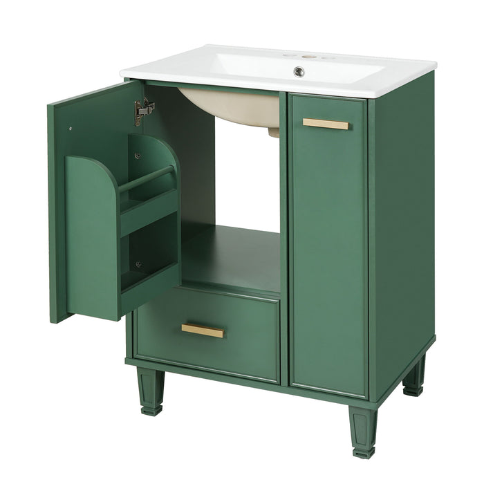 Bathroom Vanity With Sink, Deep Drawer, Door Shelf, 2 Tier Basket