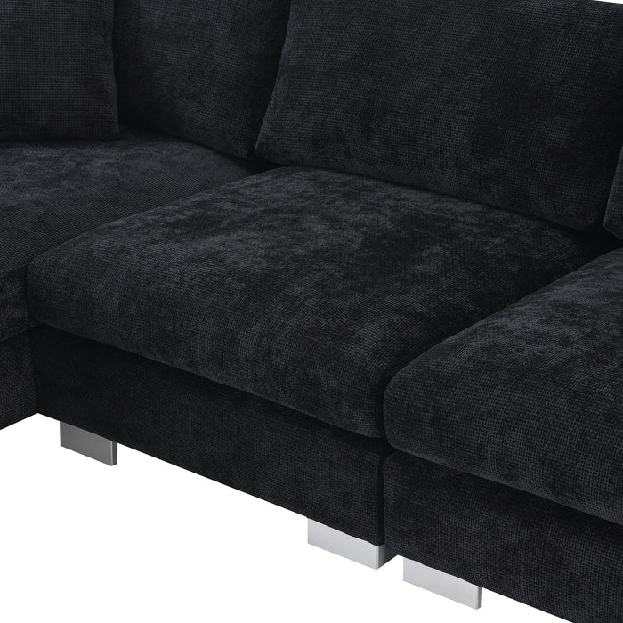 Modern Cloud Sectional Sofa L Shaped Luxury Couch Set With 2 Free Pillows 4 Seat With Oversized Chaise