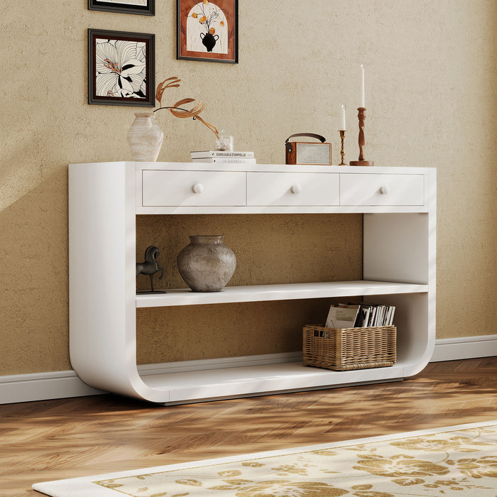 Console Table With 3 Soft Close Drawers & 2 Open Shelves