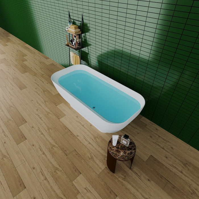Freestanding Luxury Soaking Bathtub With Overflow And Pop-Up Drain