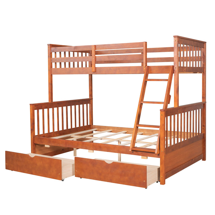 Bunk Bed With Ladders And 2 Storage Drawers