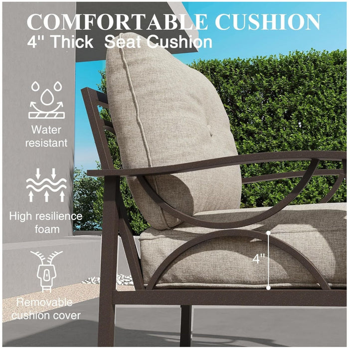 All-Weather 3 Seat Patio Sofa With Cushions