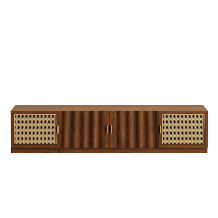 78" TV Stand For TVs Up To 85", Media Console, Adjustable Shelves - Walnut