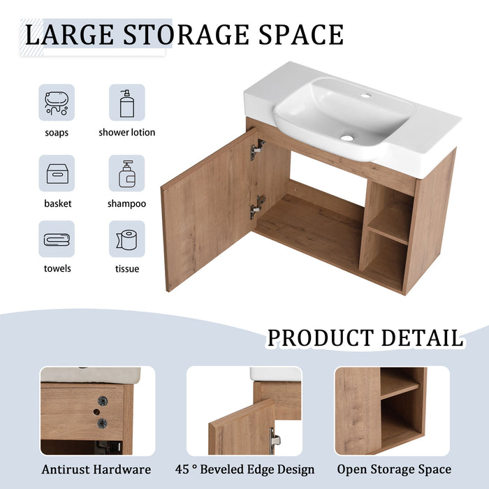 Wall Mounted Bathroom Vanity & Sink & Soft Close Door