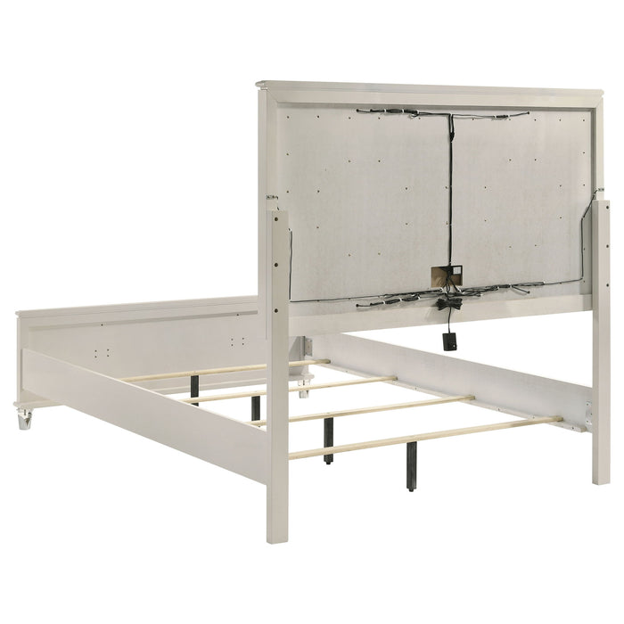 Gwendolyn - Queen Panel Bed With LED Headboard - White