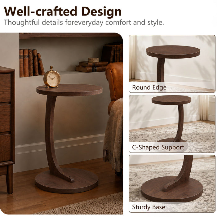 C - Shaped End Table With Sturdy Base