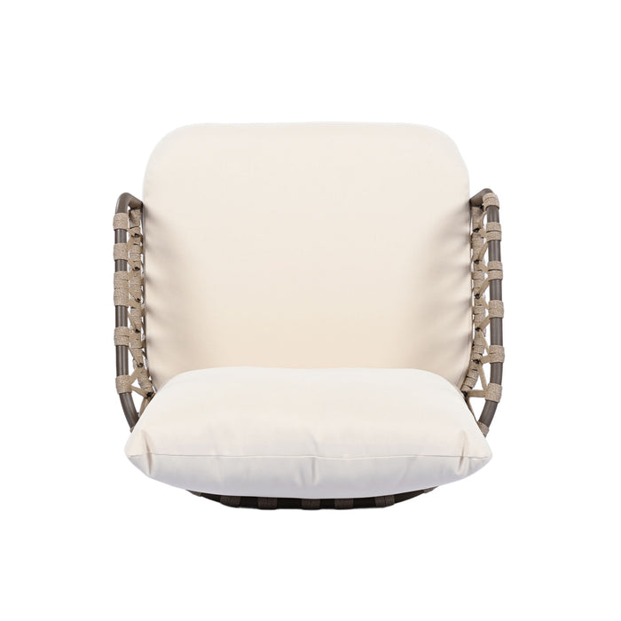 4 Piece Outdoor Patio Furniture Set, Metal Chairs With Woven Rope U Shaped Backrest