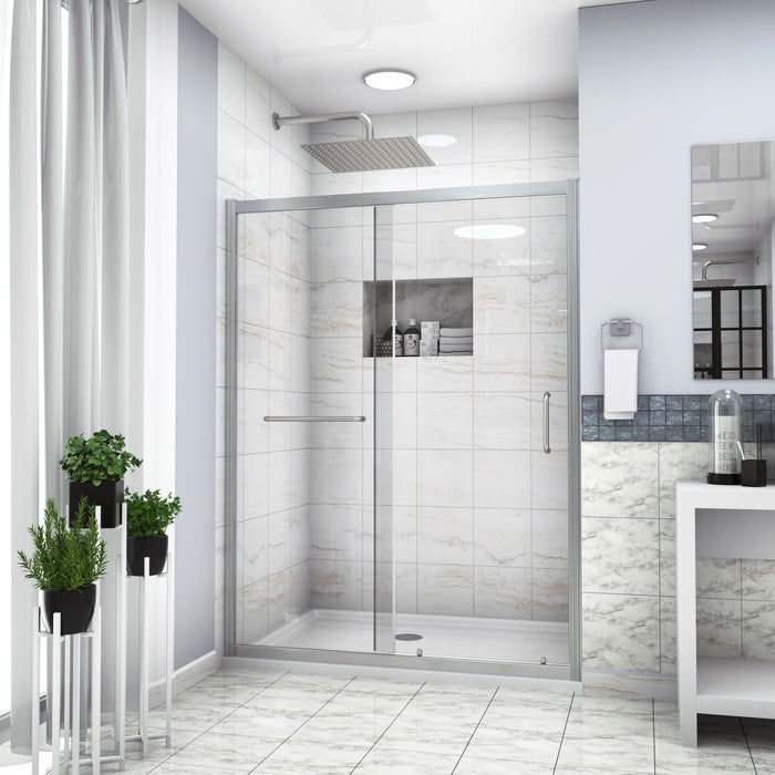 Single Sliding Bypass Shower Door, Tempered Glass Enclosure