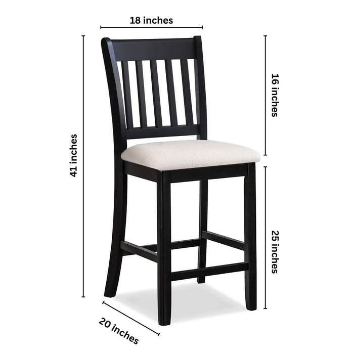 Transitional Rubberwood Dining Room Chairs (Set of 2) With Slatted Back - Black