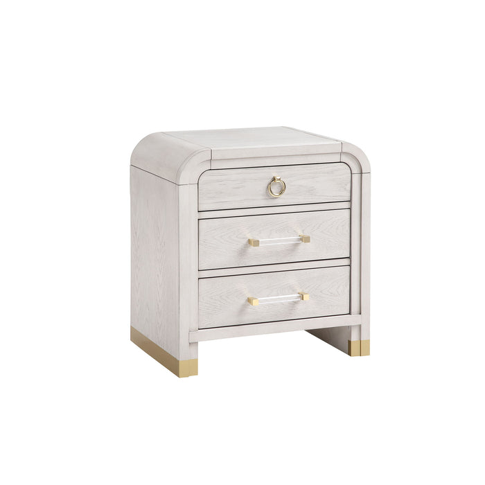 Malco - Nightstand With Spacious Drawer And Gold Metal Fluted Detailing - Black White