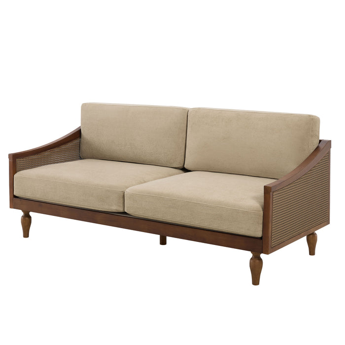 3 Seater Sofa With Rattan Armrests