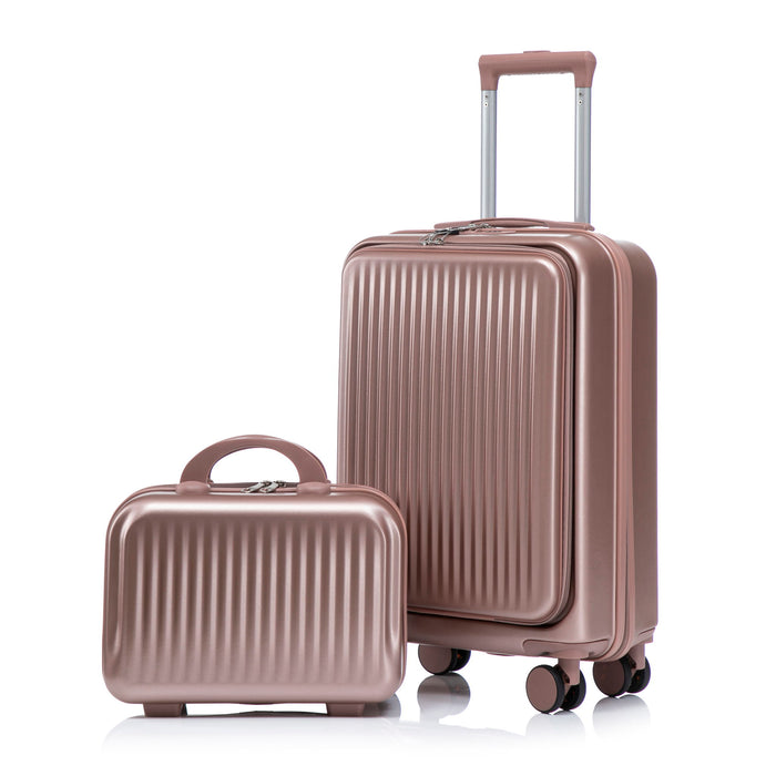 Luggage Set With Cosmetic Case, Combination Lock, Front Opening Design