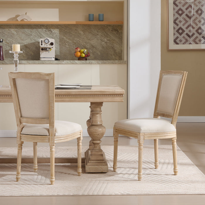 Dining Chairs Upholstered With T - Shaped Back (Set of 2) - Beige