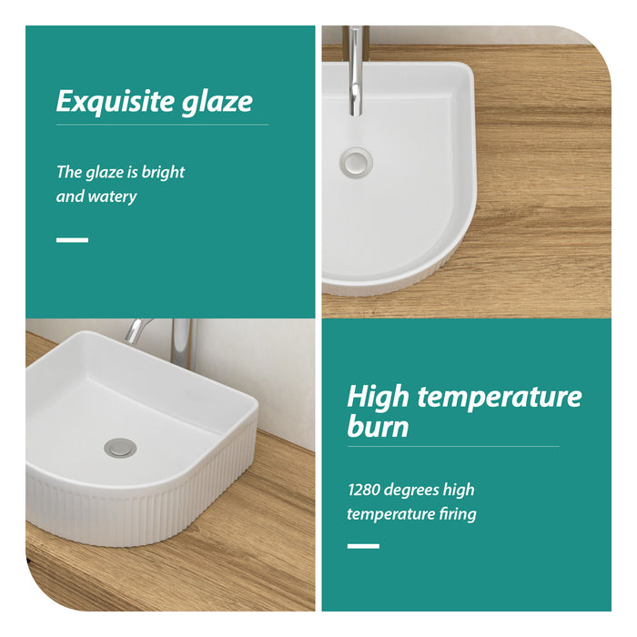 Vessel Bathroom Sink With Design - White