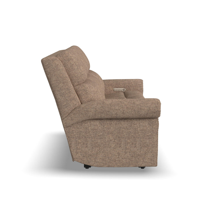 Bernard - Power Reclining Sofa With Console, Power Headrests & Lumbar, Nailhead Trim