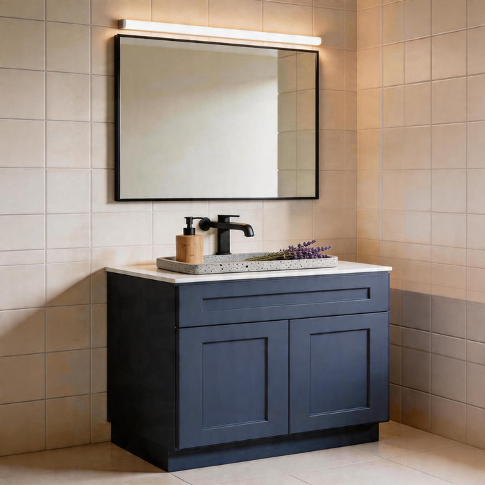 Shaker Base Cabinet With Soft Close Doors And Drawer, Storage Unit With Adjustable Shelf For Bath - Blue