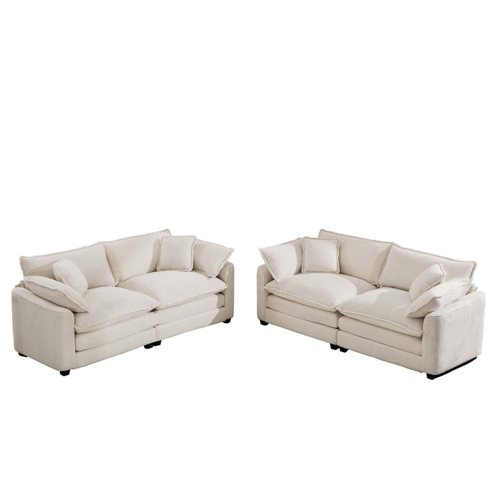 Elegant Corduroy Oversized Sectional Sofa Set With Deep Seats And Flexible Layout