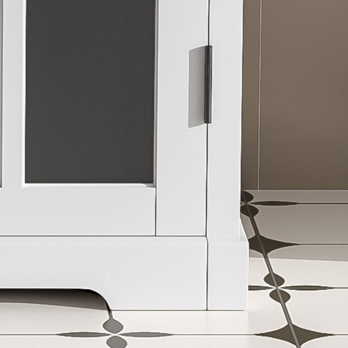 Modern Bathroom Vanity With Ceramic Sink, Tempered Blurred Glass Doors