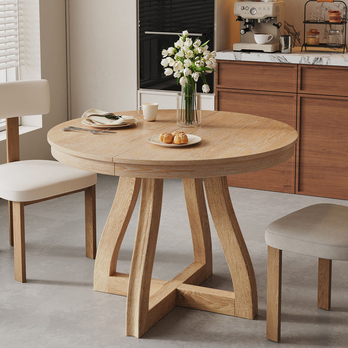 Round Extendable Dining Tabl, Middle Leaf, Curved Legs