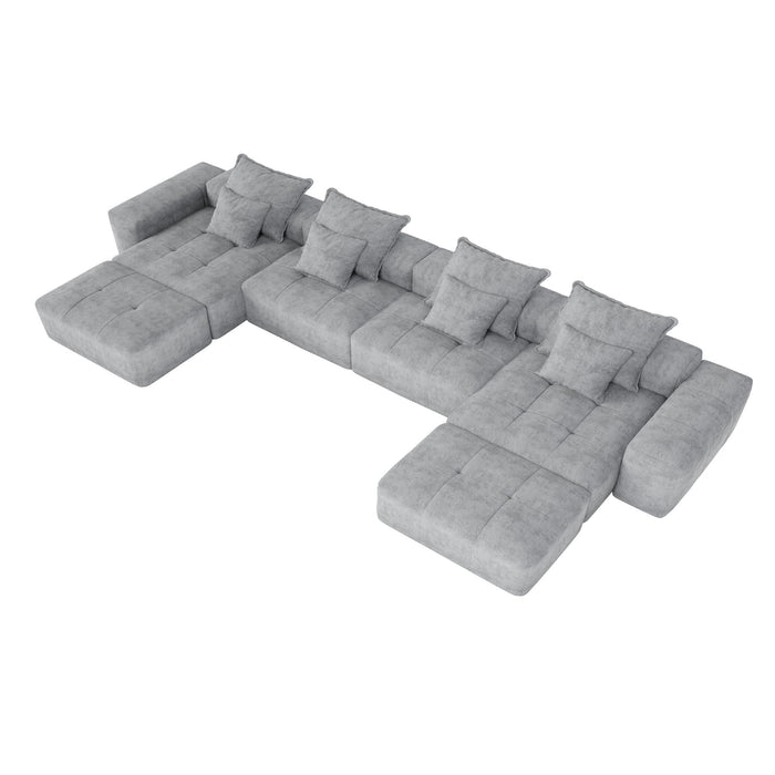 Modern Oversized, Modular Sectional Sofa With Pillows
