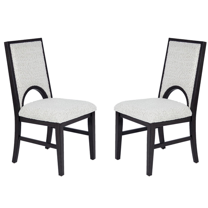 5 Piece Round Dining Set With Upholstered Chairs - Black / White