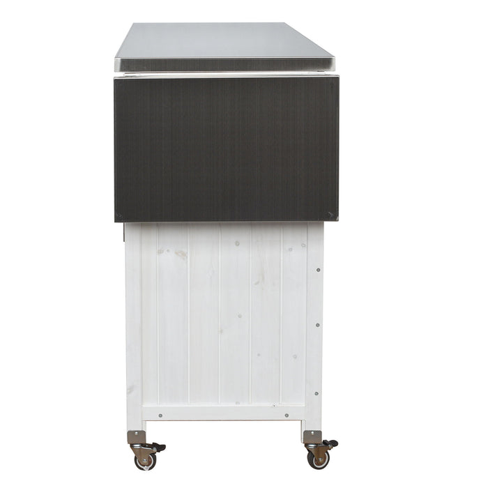 Foldable Outdoor Kitchen Island With Lockable Wheels, Storage Cabinet And Towel Rack For Patio