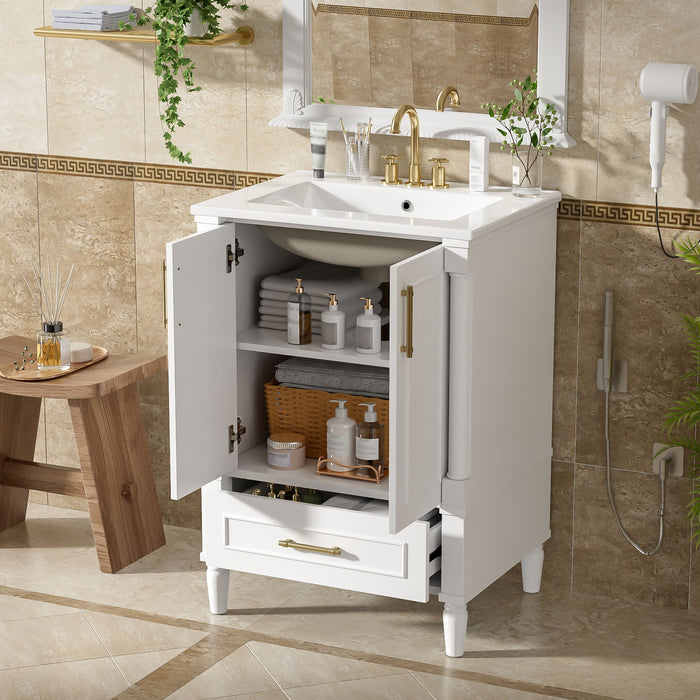 Bathroom Vanity With Ornate French Cylinder Legs, Soft Close Drawer