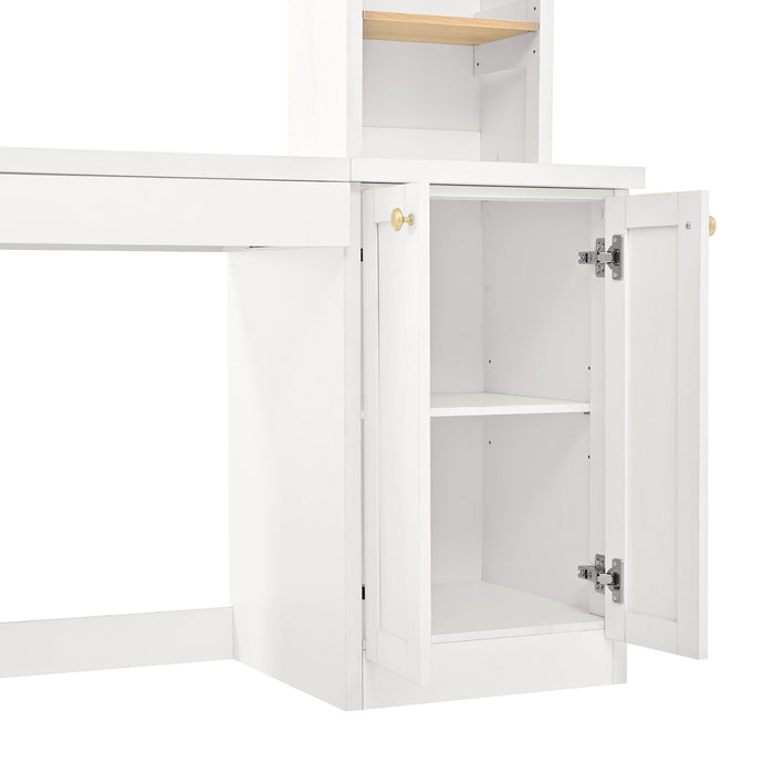 Computer Desk With Hutch, Workstation With Desk Grommet & Keyboard Tray