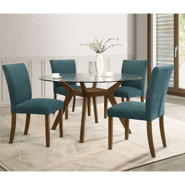 Flynn - Round Glass Top Dining Table - Brown