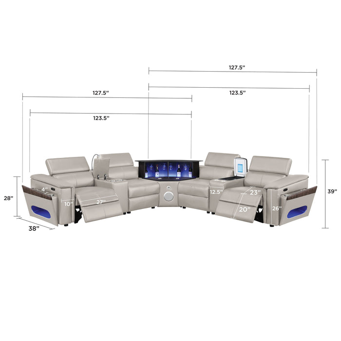 Nova - Sectional With Bluetooth Speaker, LED And Lifting Wine Cabinet