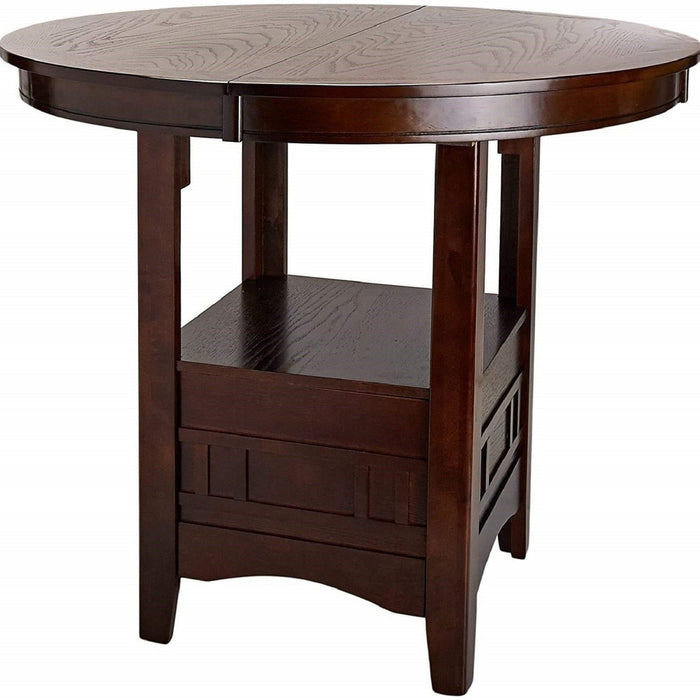 Round Counter Height Dining Table Only With Shelves - Brown Mix