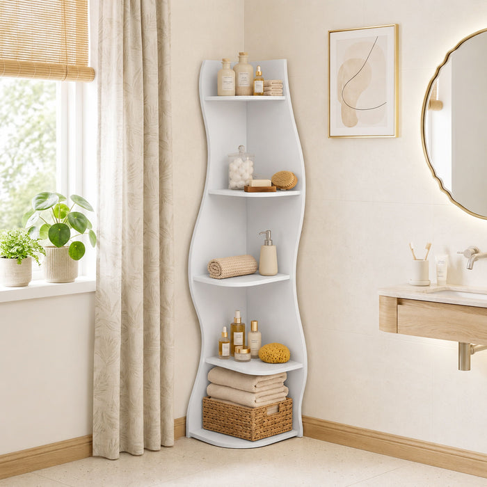 5 Tier S - Shaped Corner Shelf For Living Room