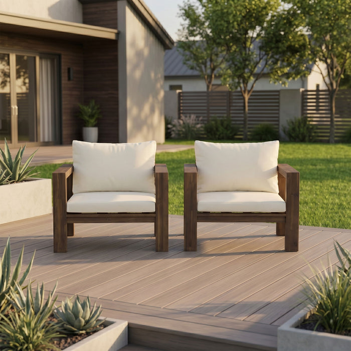 Stylish Outdoor Chair Set With Cushions For Garden (Set of 2)