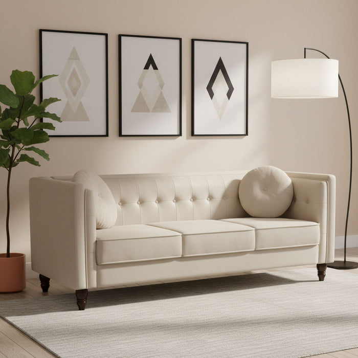 Chesterfield Sofa With Square Arms For Living Room