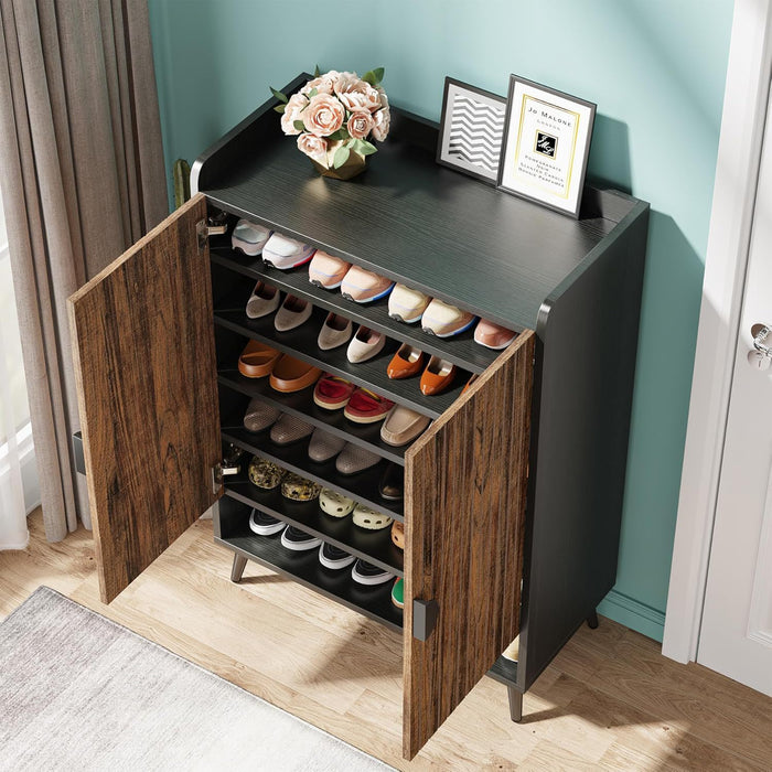 Shoe Cabinet With Doors, 7 Tier Storage Organizer