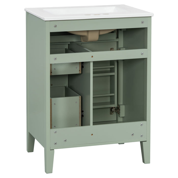 Bathroom Vanity With Sink, 3 Drawers & Cabinet With 2 Tier Door Storage Rack, Soft Close Doors & Drawers