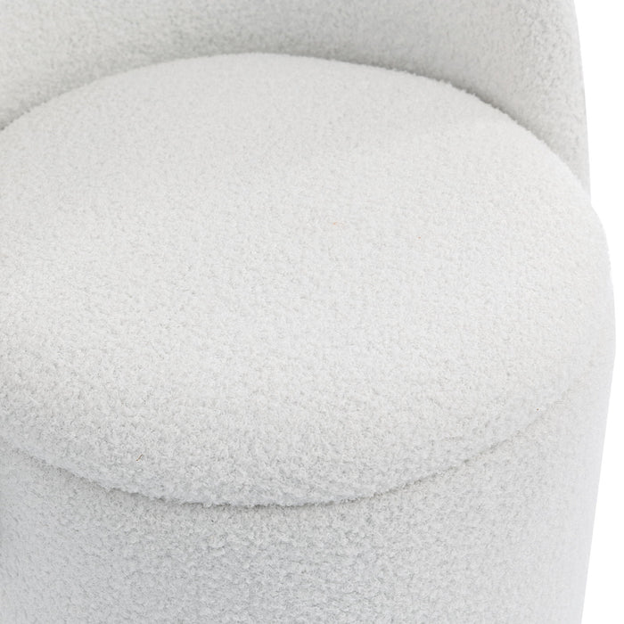 Barrel Chair & Built In Storage, 360° Swivel - Beige