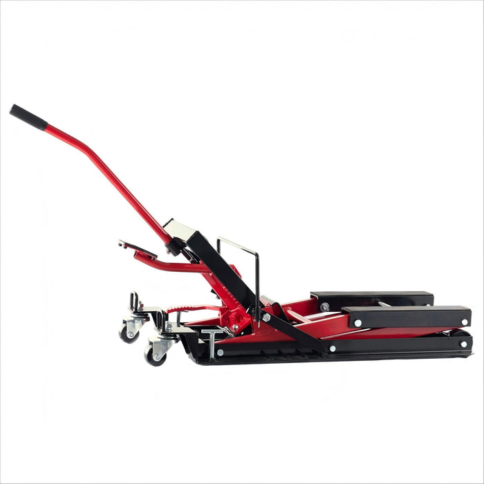 Heavy Duty 1500Lbs Hydraulic Motorcycle Lift Jack With Wheels And Handle - Red / Black