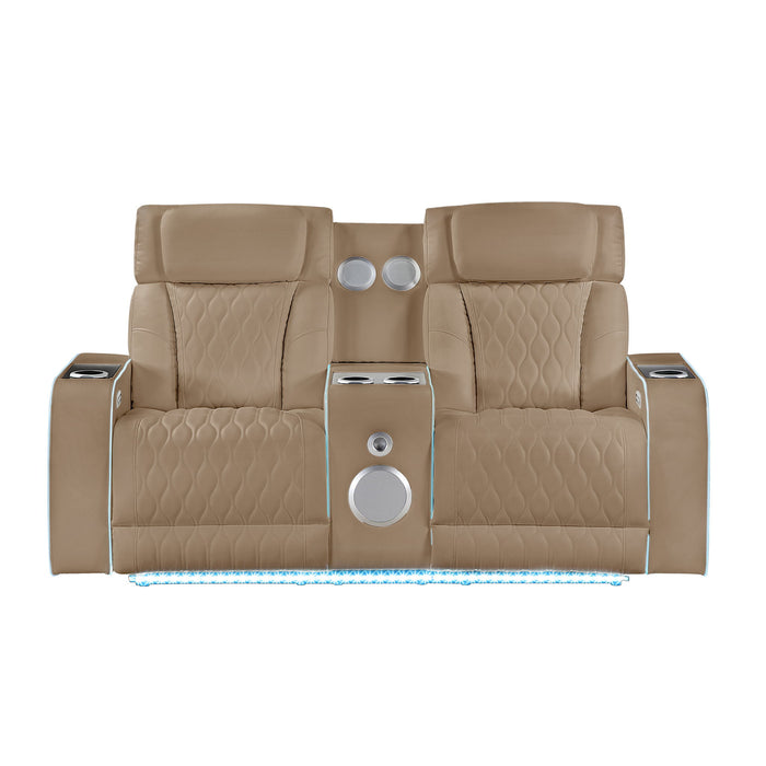 Electra - 3 Piece Power Reclining Sofa, Loveseat And Recliner Set With Power Headrests, Massage And LED Lighting