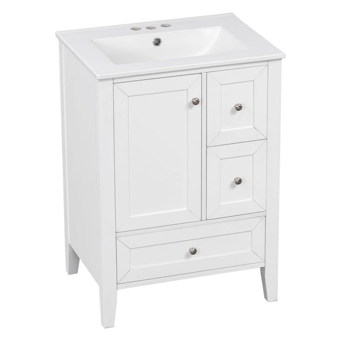 Modern Bathroom Vanity With Sink, Freestanding Cabinet With Drawers And Shelves