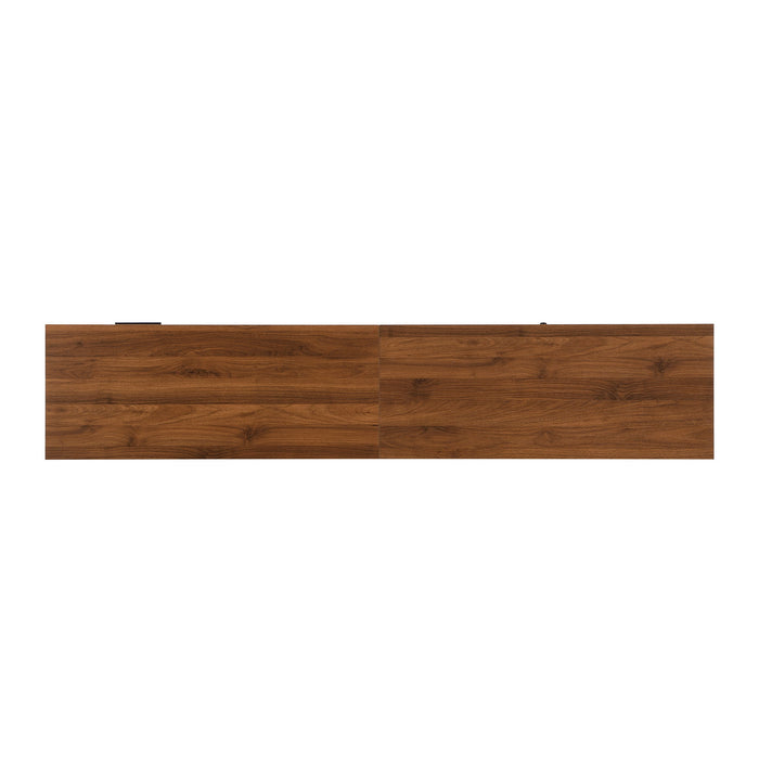 TV Stand, Media Console With 2 Drawers, Soft Closing Hinges, Adjustable Shelves, Slatted Design - Walnut