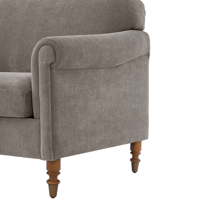 Loveseat Sofa With Rolled Arm For Living Room - Brown