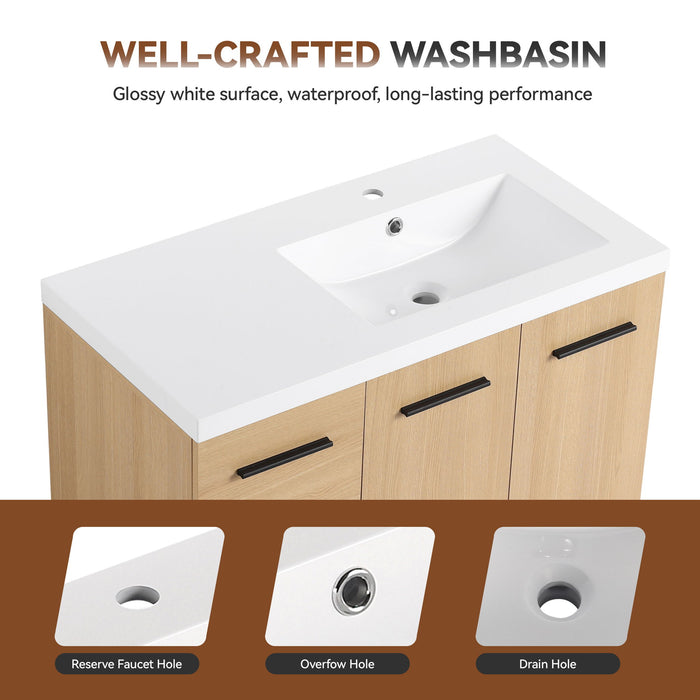 Wall Mounted Floating Bathroom Vanity With Sink, Door & Drawers Modular Cabinet