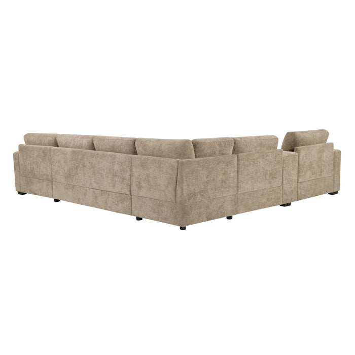 Modular 5 Seat U-Shape Sectional Sofa With Chaise Lounge, Built In Cup Holders And Storage Drawer