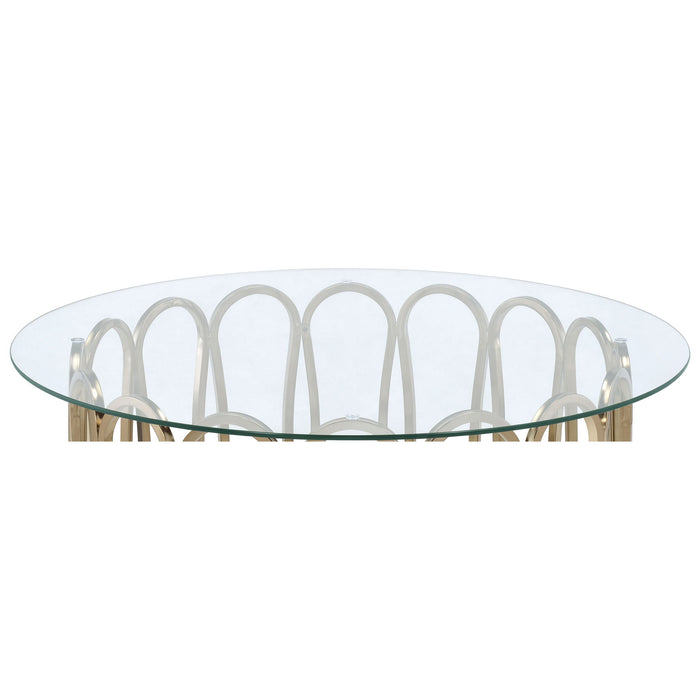 Round Glass Top Table With Polished Metal Base