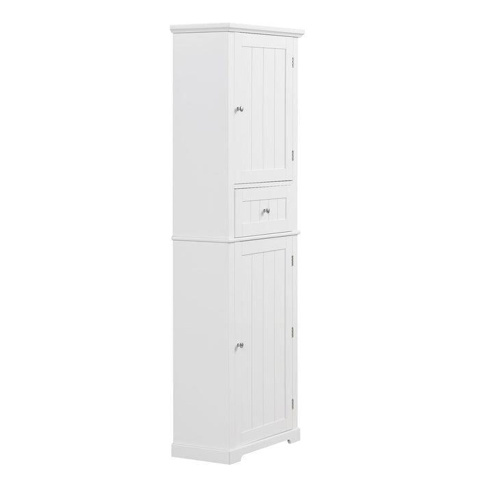 Tall Freestanding Bathroom Storage Cabinet With Drawer And Adjustable Shelf