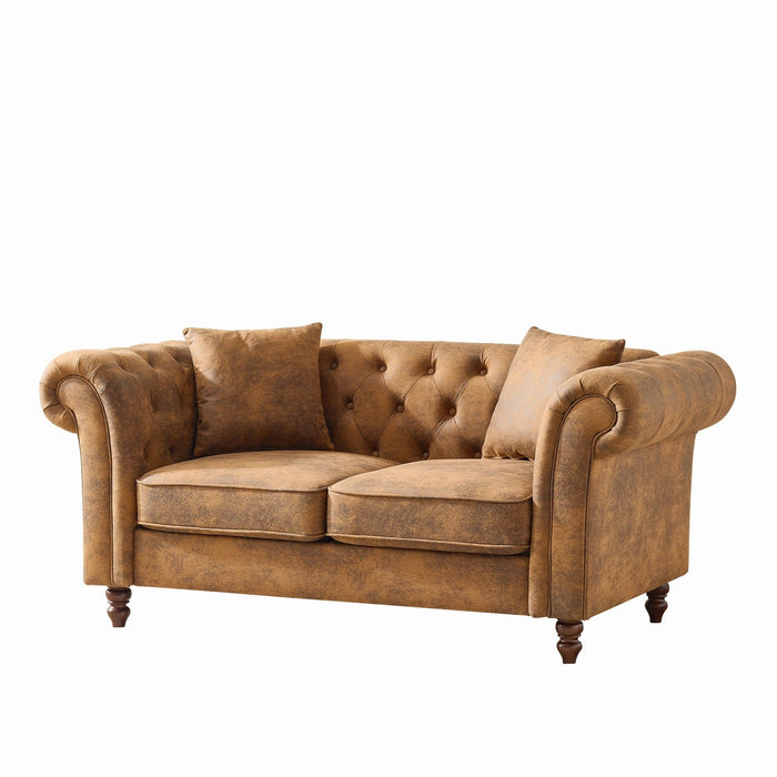 Chesterfield Loveseat, High Tech Fabric Roll Armrest