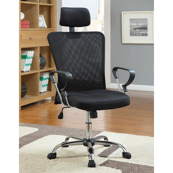 Height Adjustable Office Chair With Casters And Upholstery - Black