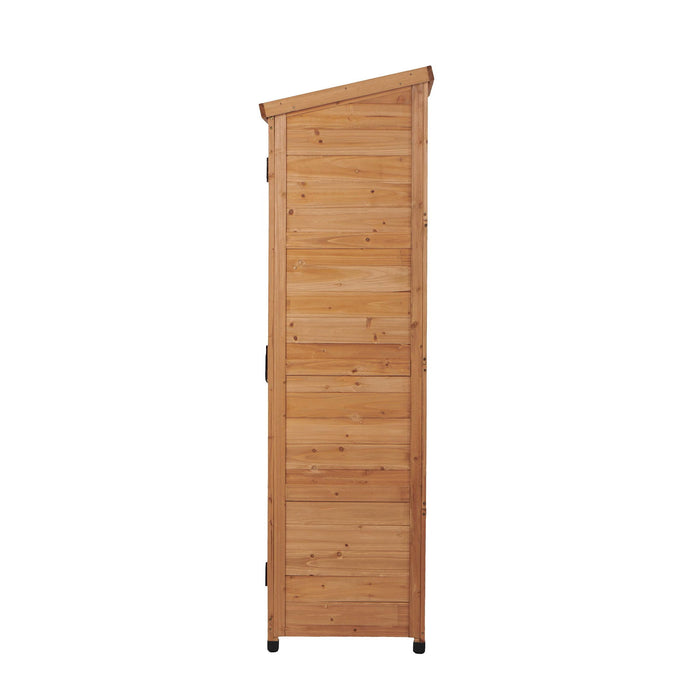 Outdoor Storage Shed With Vertical Tool Cabinet For Backyard